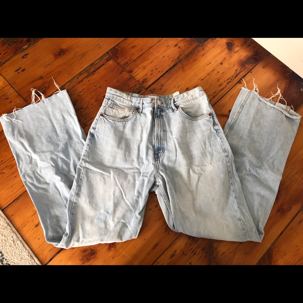 Zara - light blue Wide Leg Full Length Jeans. Size 14 (32)